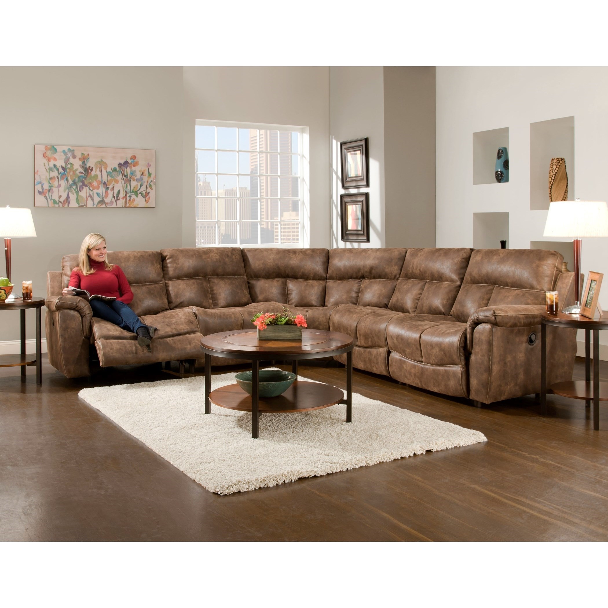 Franklin Stallion Sectional Sofa with 5 Seats (4 that Recline) Lagniappe Home Store